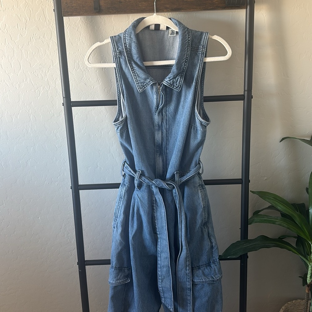 Denim Sleeveless jumpsuit with Belt
